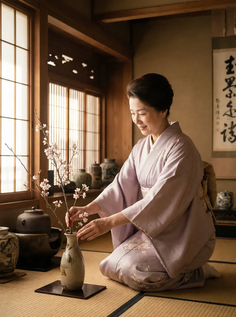 一位优雅的 51今日吃瓜，51今日吃瓜爆笑找爹综艺 在和室中插花